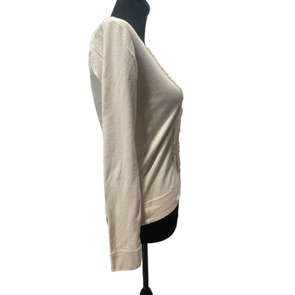 J. Crew. Sz Small. 100% cotton cardigan. Silk/cotton blend ruffles - Picture 7 of 14